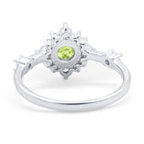 Art Deco Wedding Ring Round Simulated Cubic Zirconia 925 Sterling Silver