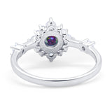 Art Deco Wedding Ring Round Simulated Cubic Zirconia 925 Sterling Silver