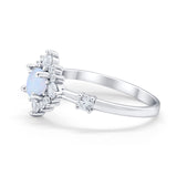 Art Deco Wedding Ring Round Simulated Cubic Zirconia 925 Sterling Silver