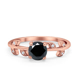 Art Deco Wedding Ring Dainty Round Simulated Cubic Zirconia 925 Sterling Silver