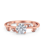 Art Deco Wedding Ring Dainty Round Simulated Cubic Zirconia 925 Sterling Silver