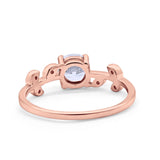 Art Deco Wedding Ring Dainty Round Simulated Cubic Zirconia 925 Sterling Silver