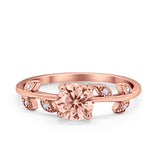 Art Deco Wedding Ring Dainty Round Simulated Cubic Zirconia 925 Sterling Silver