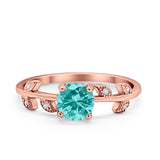 Art Deco Wedding Ring Dainty Round Simulated Cubic Zirconia 925 Sterling Silver