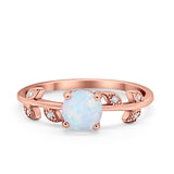 Art Deco Wedding Ring Dainty Round Simulated Cubic Zirconia 925 Sterling Silver