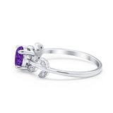 Art Deco Wedding Ring Dainty Round Simulated Cubic Zirconia 925 Sterling Silver