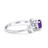 Art Deco Wedding Ring Dainty Round Simulated Cubic Zirconia 925 Sterling Silver