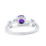Art Deco Wedding Ring Dainty Round Simulated Cubic Zirconia 925 Sterling Silver
