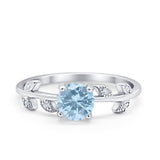 Art Deco Wedding Ring Dainty Round Simulated Cubic Zirconia 925 Sterling Silver