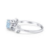 Art Deco Wedding Ring Dainty Round Simulated Cubic Zirconia 925 Sterling Silver