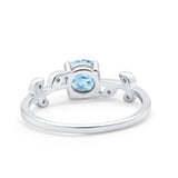 Art Deco Wedding Ring Dainty Round Simulated Cubic Zirconia 925 Sterling Silver