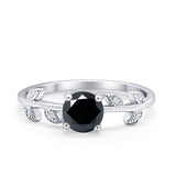 Art Deco Wedding Ring Dainty Round Simulated Cubic Zirconia 925 Sterling Silver