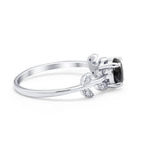 Art Deco Wedding Ring Dainty Round Simulated Cubic Zirconia 925 Sterling Silver