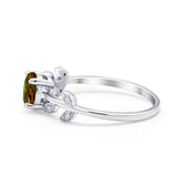 Art Deco Wedding Ring Dainty Round Simulated Cubic Zirconia 925 Sterling Silver