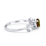 Art Deco Wedding Ring Dainty Round Simulated Cubic Zirconia 925 Sterling Silver