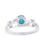 Art Deco Wedding Ring Dainty Round Simulated Cubic Zirconia 925 Sterling Silver