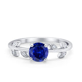 Art Deco Wedding Ring Dainty Round Simulated Cubic Zirconia 925 Sterling Silver