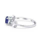 Art Deco Wedding Ring Dainty Round Simulated Cubic Zirconia 925 Sterling Silver
