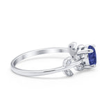 Art Deco Wedding Ring Dainty Round Simulated Cubic Zirconia 925 Sterling Silver