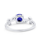 Art Deco Wedding Ring Dainty Round Simulated Cubic Zirconia 925 Sterling Silver