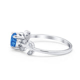 Art Deco Wedding Ring Dainty Round Simulated Cubic Zirconia 925 Sterling Silver