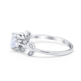 Art Deco Wedding Ring Dainty Round Simulated Cubic Zirconia 925 Sterling Silver