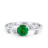 Art Deco Wedding Ring Dainty Round Simulated Cubic Zirconia 925 Sterling Silver