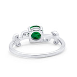 Art Deco Wedding Ring Dainty Round Simulated Cubic Zirconia 925 Sterling Silver
