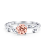 Art Deco Wedding Ring Dainty Round Simulated Cubic Zirconia 925 Sterling Silver