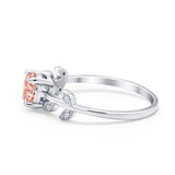 Art Deco Wedding Ring Dainty Round Simulated Cubic Zirconia 925 Sterling Silver