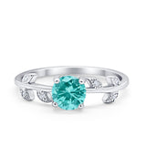 Art Deco Wedding Ring Dainty Round Simulated Cubic Zirconia 925 Sterling Silver