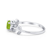 Art Deco Wedding Ring Dainty Round Simulated Cubic Zirconia 925 Sterling Silver