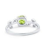 Art Deco Wedding Ring Dainty Round Simulated Cubic Zirconia 925 Sterling Silver