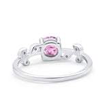Art Deco Wedding Ring Dainty Round Simulated Cubic Zirconia 925 Sterling Silver