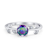 Art Deco Wedding Ring Dainty Round Simulated Cubic Zirconia 925 Sterling Silver