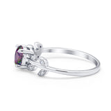 Art Deco Wedding Ring Dainty Round Simulated Cubic Zirconia 925 Sterling Silver