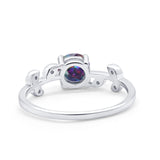 Art Deco Wedding Ring Dainty Round Simulated Cubic Zirconia 925 Sterling Silver
