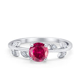 Art Deco Wedding Ring Dainty Round Simulated Cubic Zirconia 925 Sterling Silver