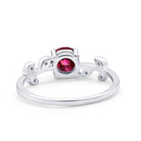 Art Deco Wedding Ring Dainty Round Simulated Cubic Zirconia 925 Sterling Silver