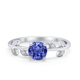 Art Deco Wedding Ring Dainty Round Simulated Cubic Zirconia 925 Sterling Silver