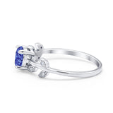 Art Deco Wedding Ring Dainty Round Simulated Cubic Zirconia 925 Sterling Silver