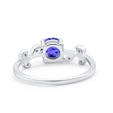 Art Deco Wedding Ring Dainty Round Simulated Cubic Zirconia 925 Sterling Silver