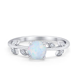 Art Deco Wedding Ring Dainty Round Simulated Cubic Zirconia 925 Sterling Silver