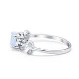 Art Deco Wedding Ring Dainty Round Simulated Cubic Zirconia 925 Sterling Silver