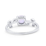 Art Deco Wedding Ring Dainty Round Simulated Cubic Zirconia 925 Sterling Silver