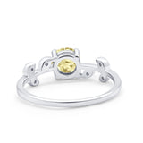 Art Deco Wedding Ring Dainty Round Simulated Cubic Zirconia 925 Sterling Silver