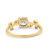 Art Deco Wedding Ring Dainty Round Simulated Cubic Zirconia 925 Sterling Silver