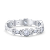 Art Deco Wedding Eternity Rings Stackable Round Simulated CZ 925 Sterling Silver