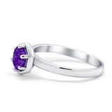 Solitaire Claw Prong Wedding Ring Simulated Cubic Zirconia 925 Sterling Silver