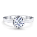 Solitaire Claw Prong Wedding Ring Simulated Cubic Zirconia 925 Sterling Silver